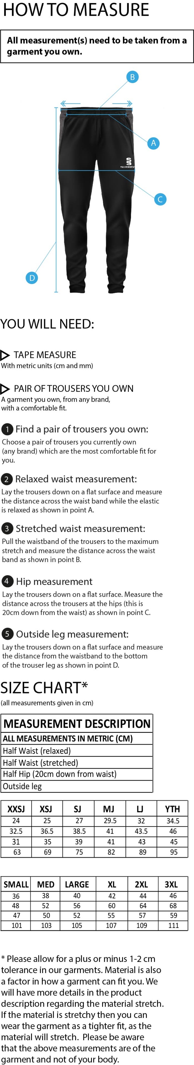 ROUNDERS ENGLAND - Dual TEK Pant - Size Guide