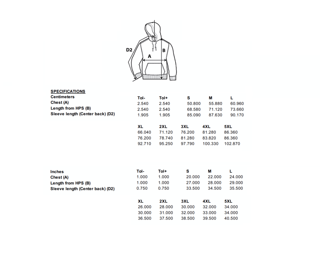 GD057 - BLK - Size Guide