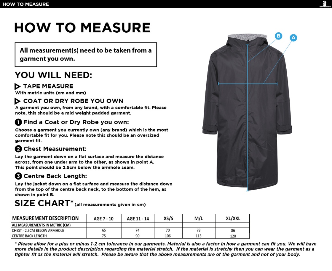 Thermal Robe - Navy - Size Guide