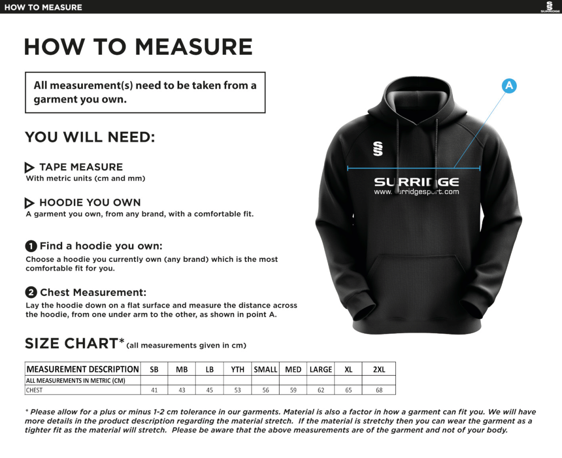 ROUNDERS ENGLAND - Coaches - Blade Hoody - Size Guide