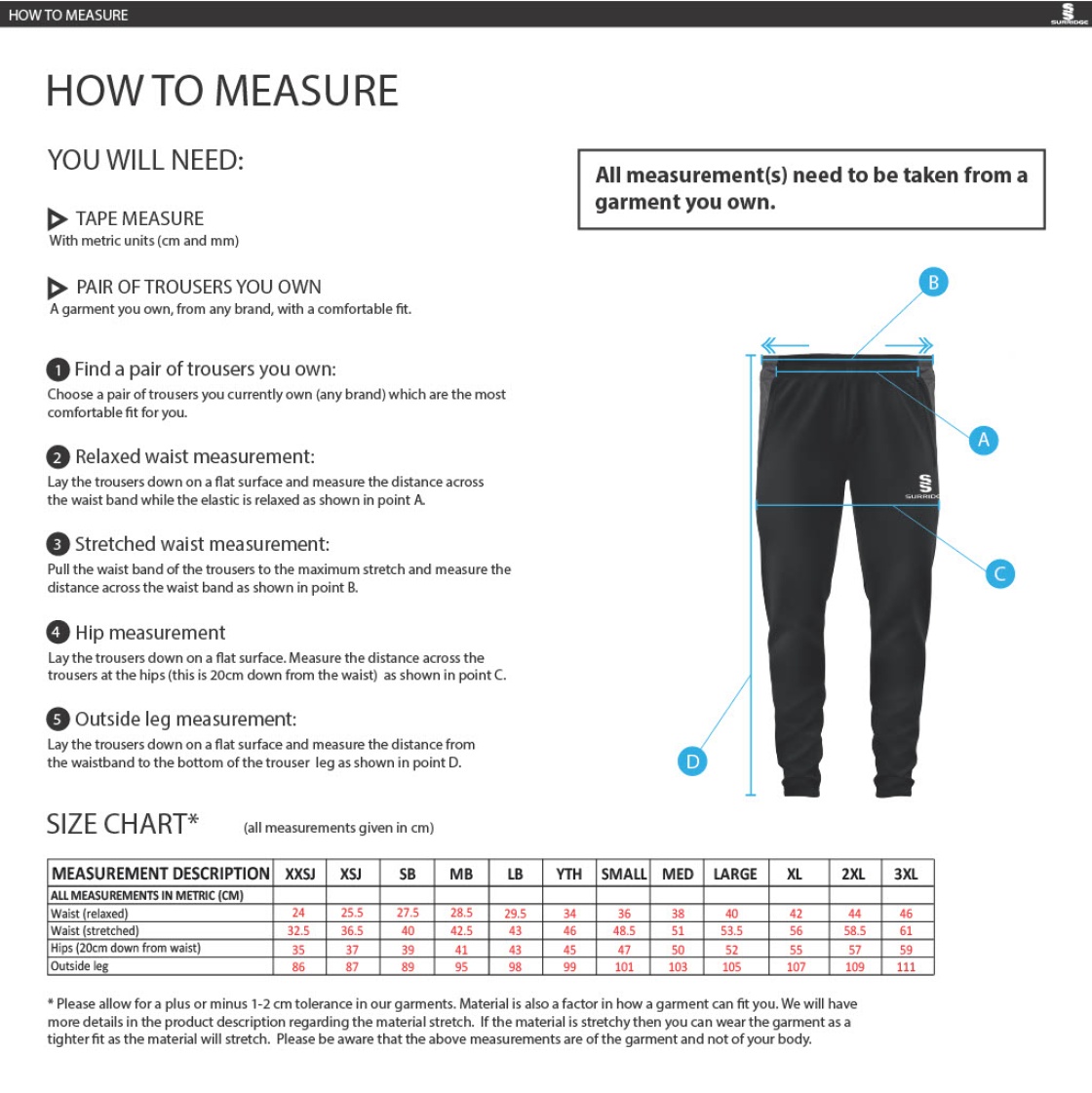 ROUNDERS ENGLAND - Dual TEK Pant - Size Guide